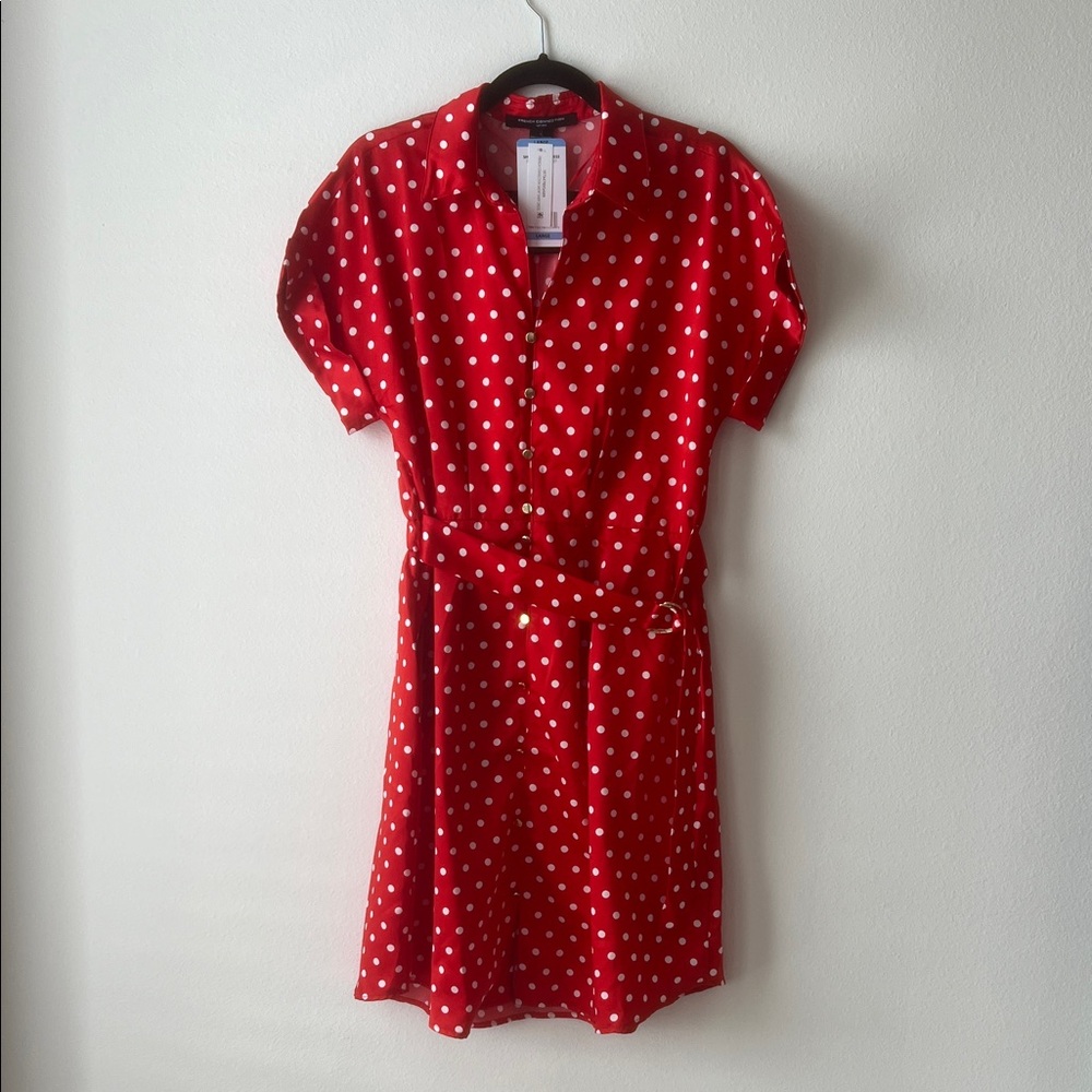 French Connection Red and White Polka Dot Mini Dress